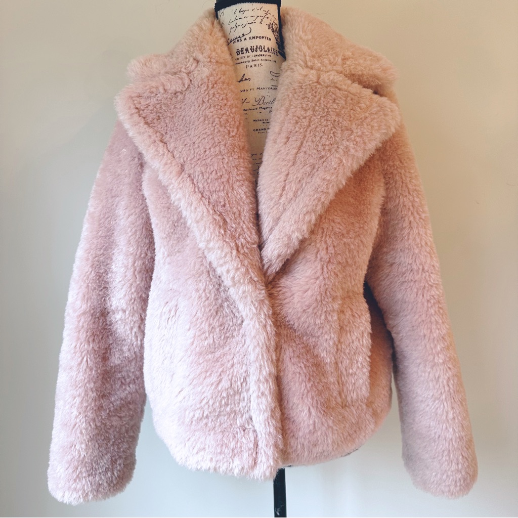New Boden Plush Faux Fur Light Pink / Rose Jacket Xs Nwt